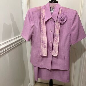 Lavender Skirt Suit with Floral Accent